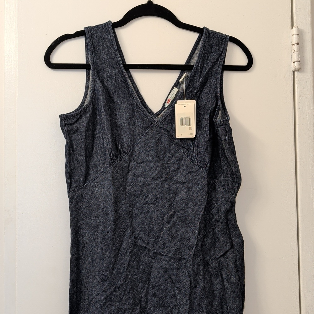 NWT Levi's Atalia Linen+ Denim Midi Slip Dress Dark Blue Size S - Picture 8 of 10